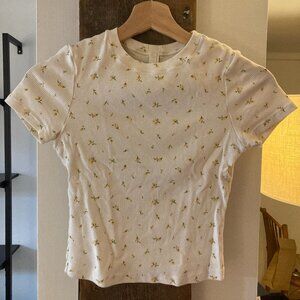 SKIMS cropped rosebud print ribbed tee